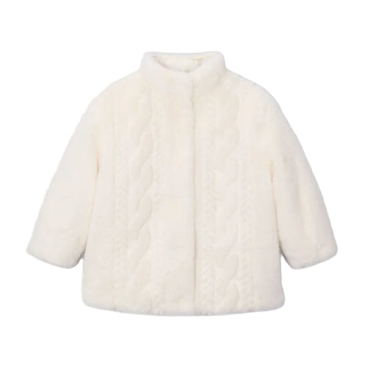 Cable Faux Fur Coat- Soy