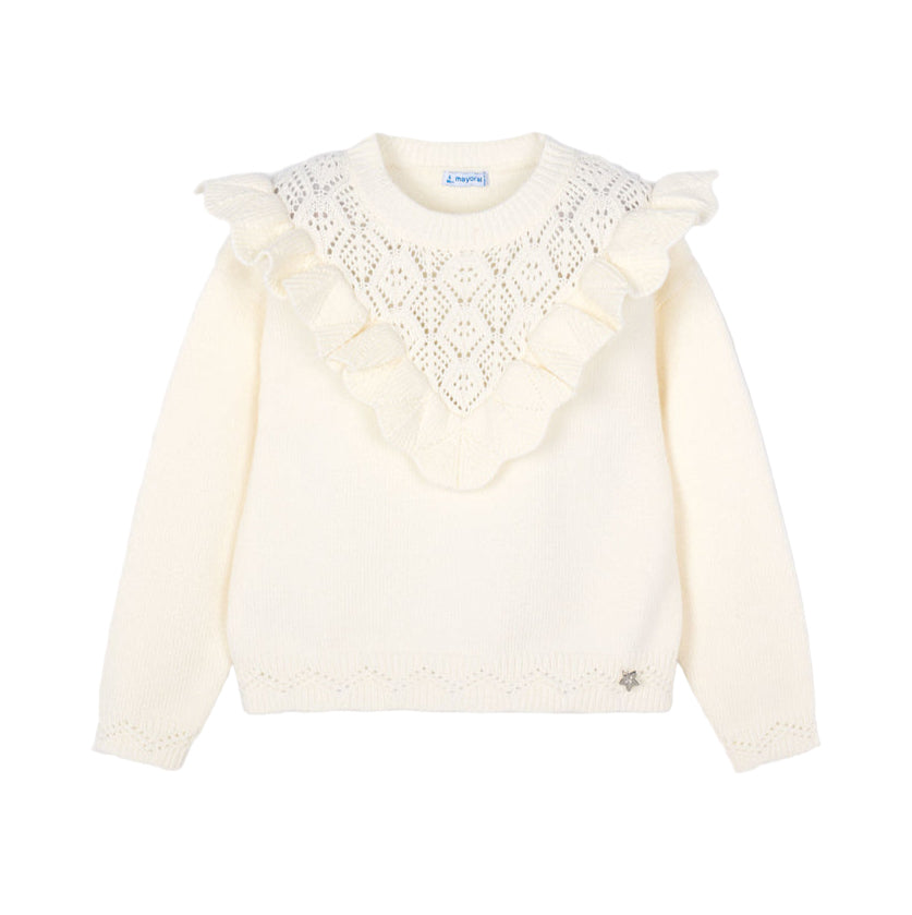 Macchiato Cream Openwork Knit Sweater