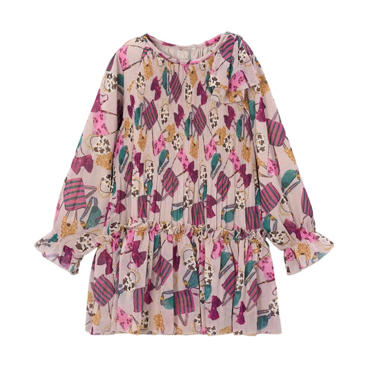 Girl Printed Pleated Dress