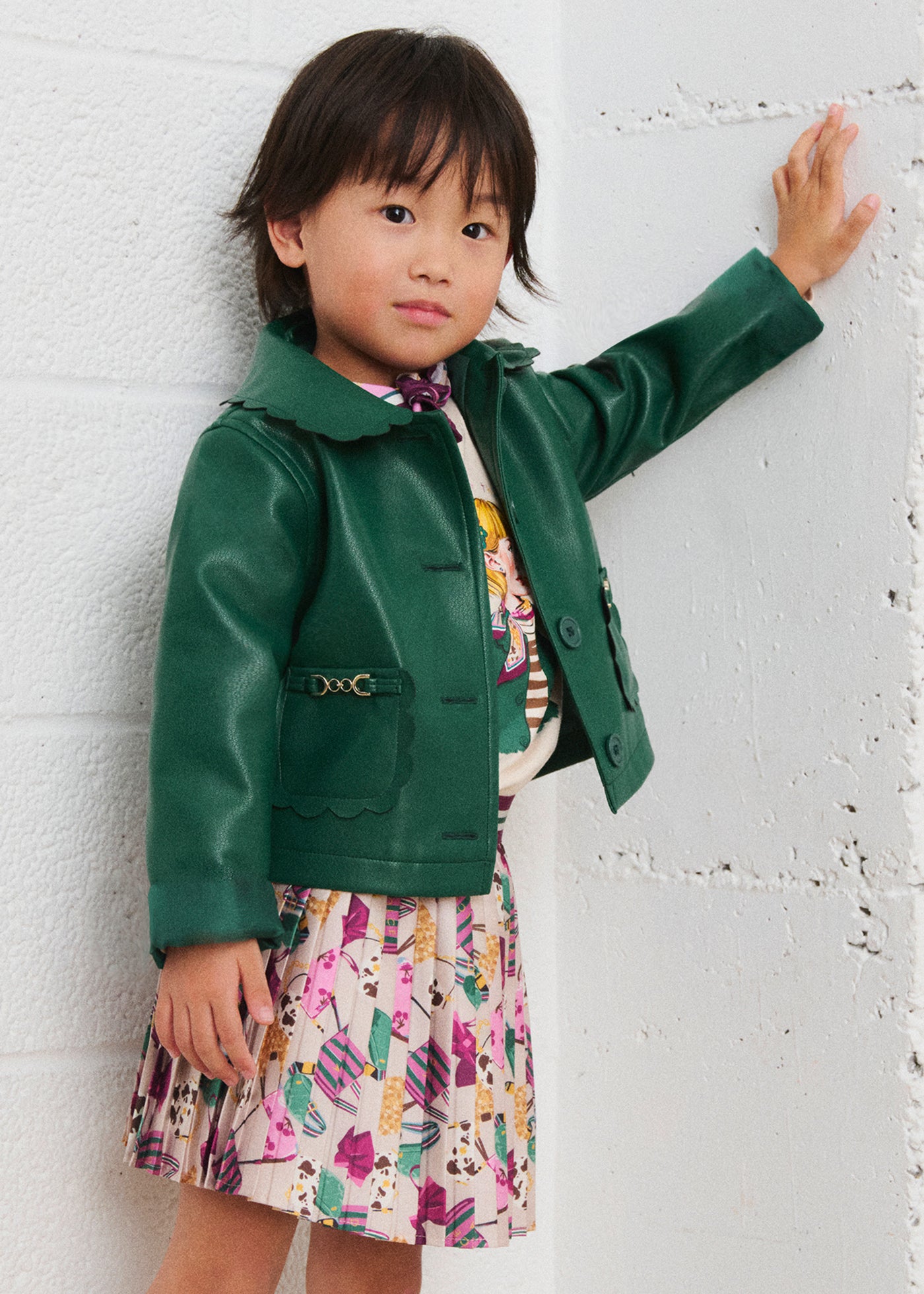 Girl Printed Pleated Skirt
