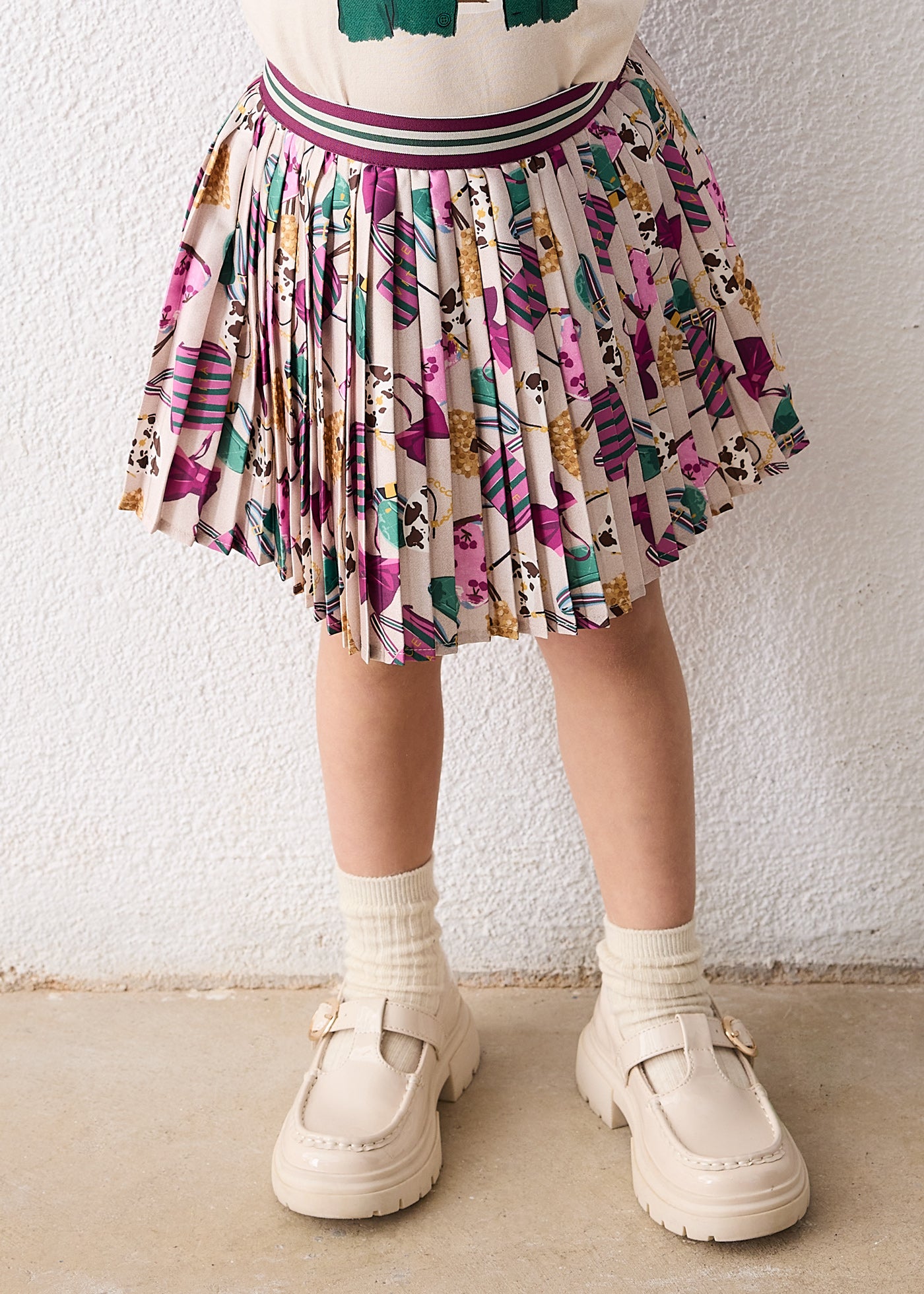 Girl Printed Pleated Skirt