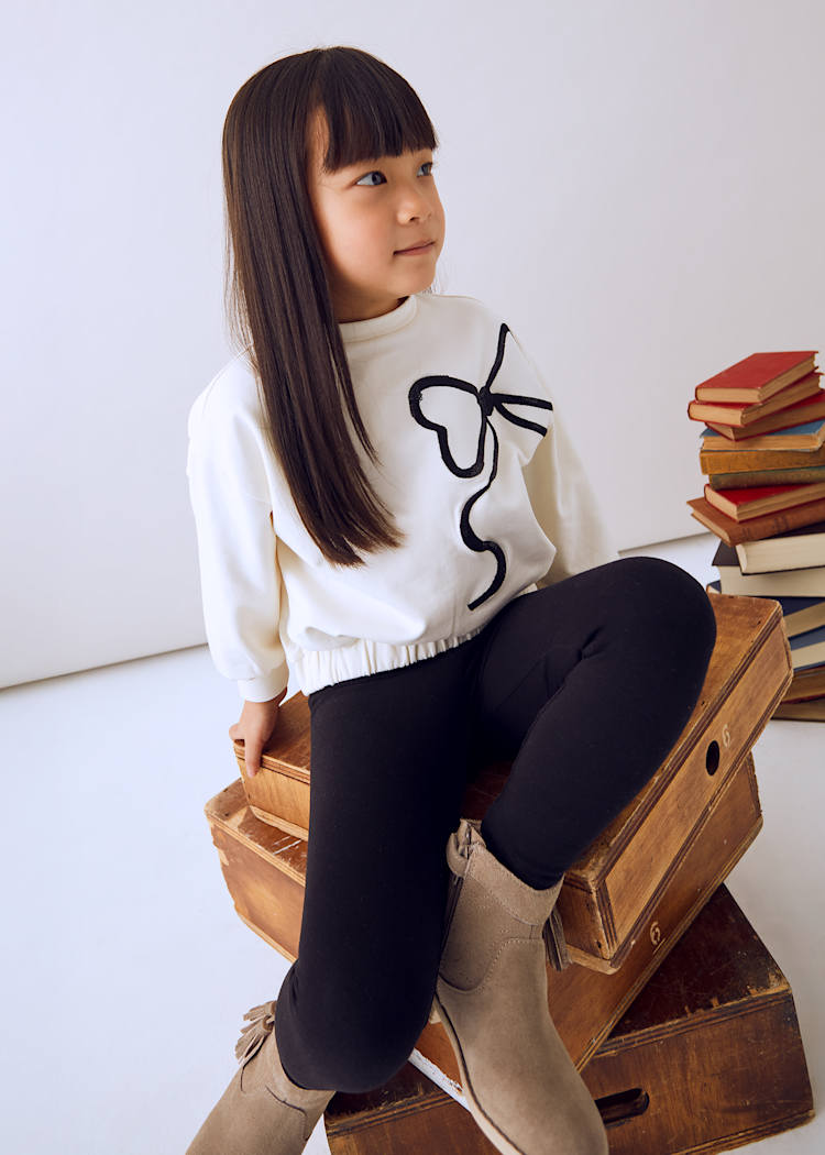 Black Bow Printed Sweatshirt