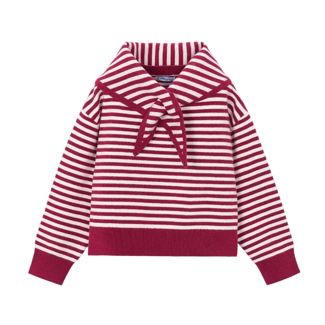 Girl Striped Sweater With Scarf
