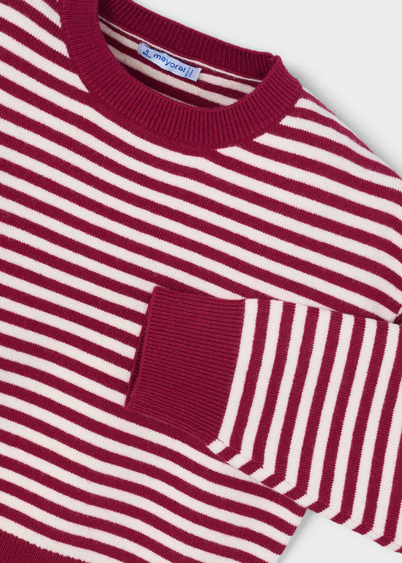 Girl Striped Sweater With Scarf