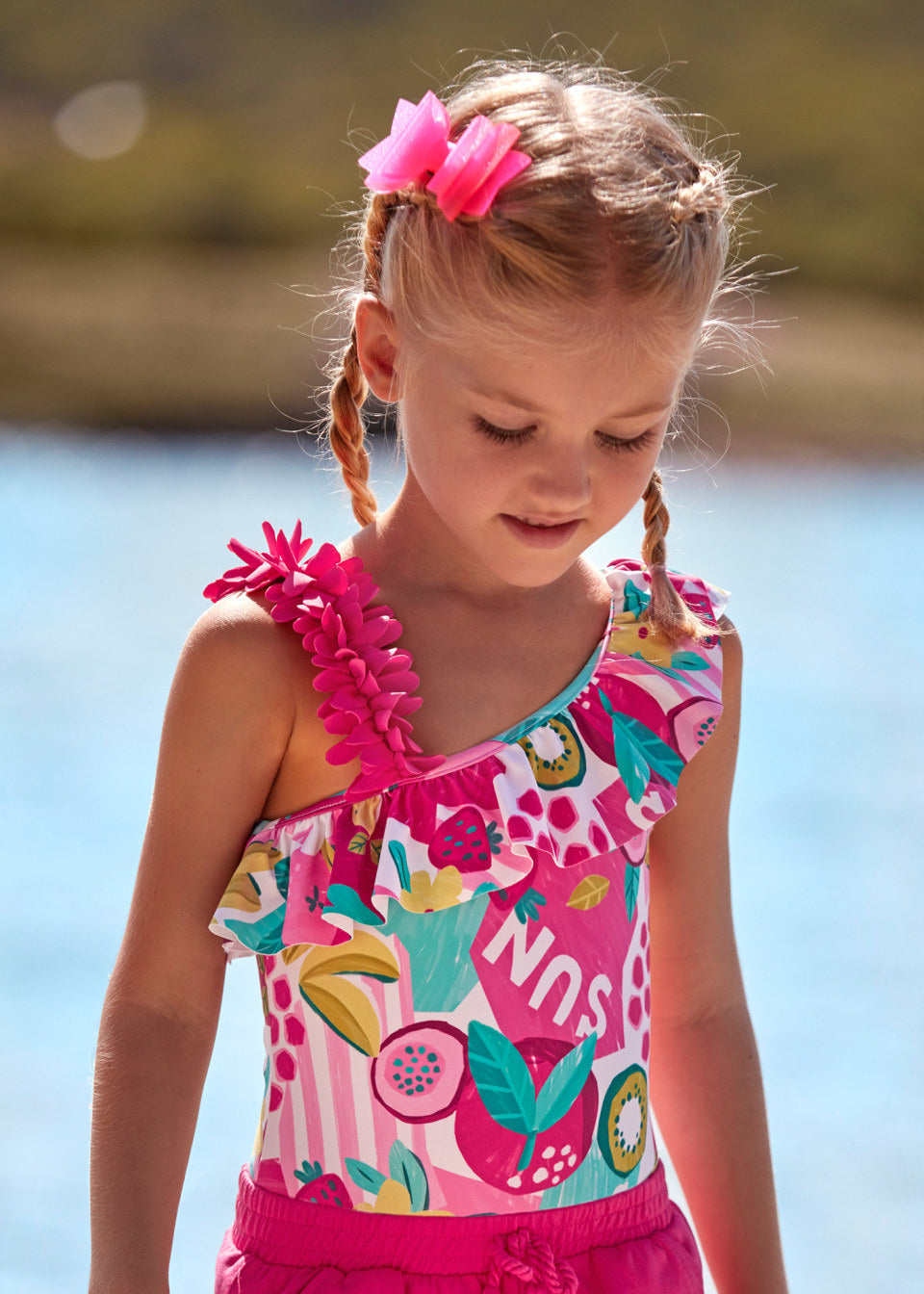 Multicolou Girls printed swimsuit