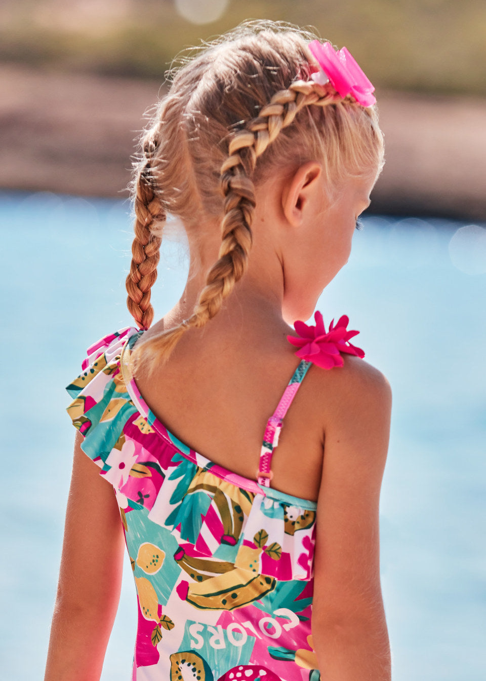 Multicolou Girls printed swimsuit
