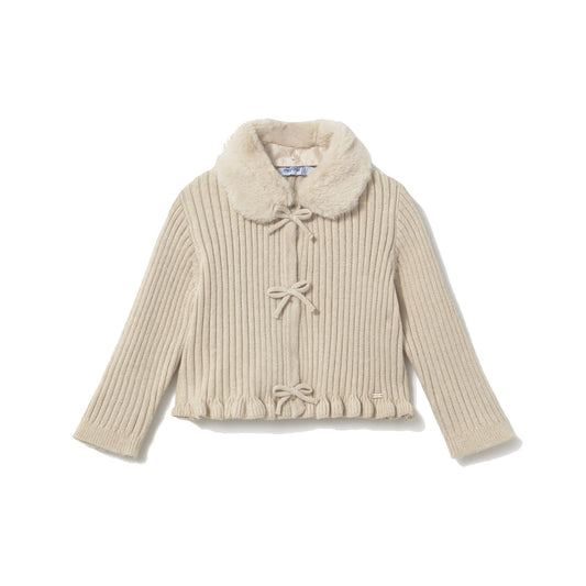 Baby Cardigan with Faux Fur Collar