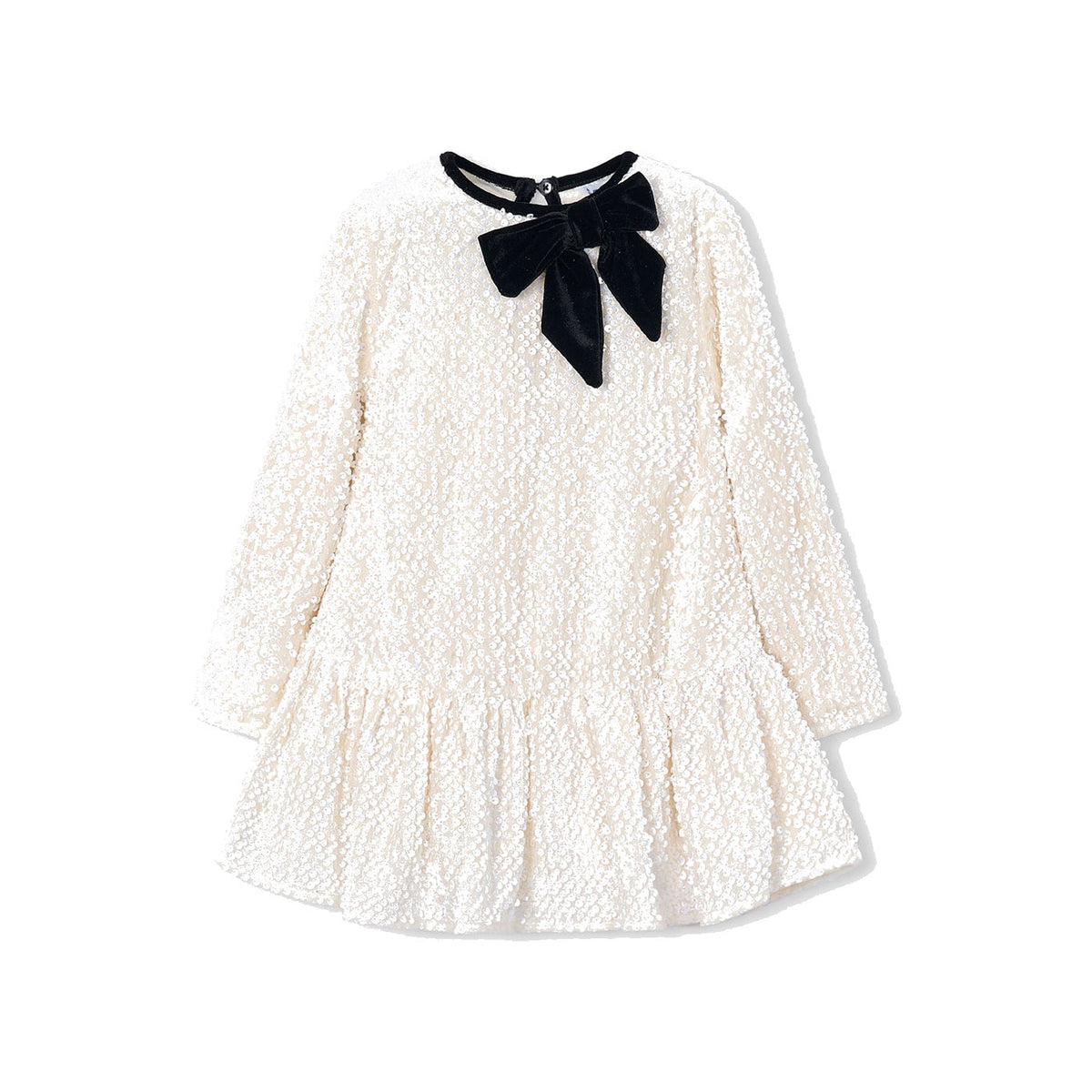 Girl Velvet Sequin Dress With Bow