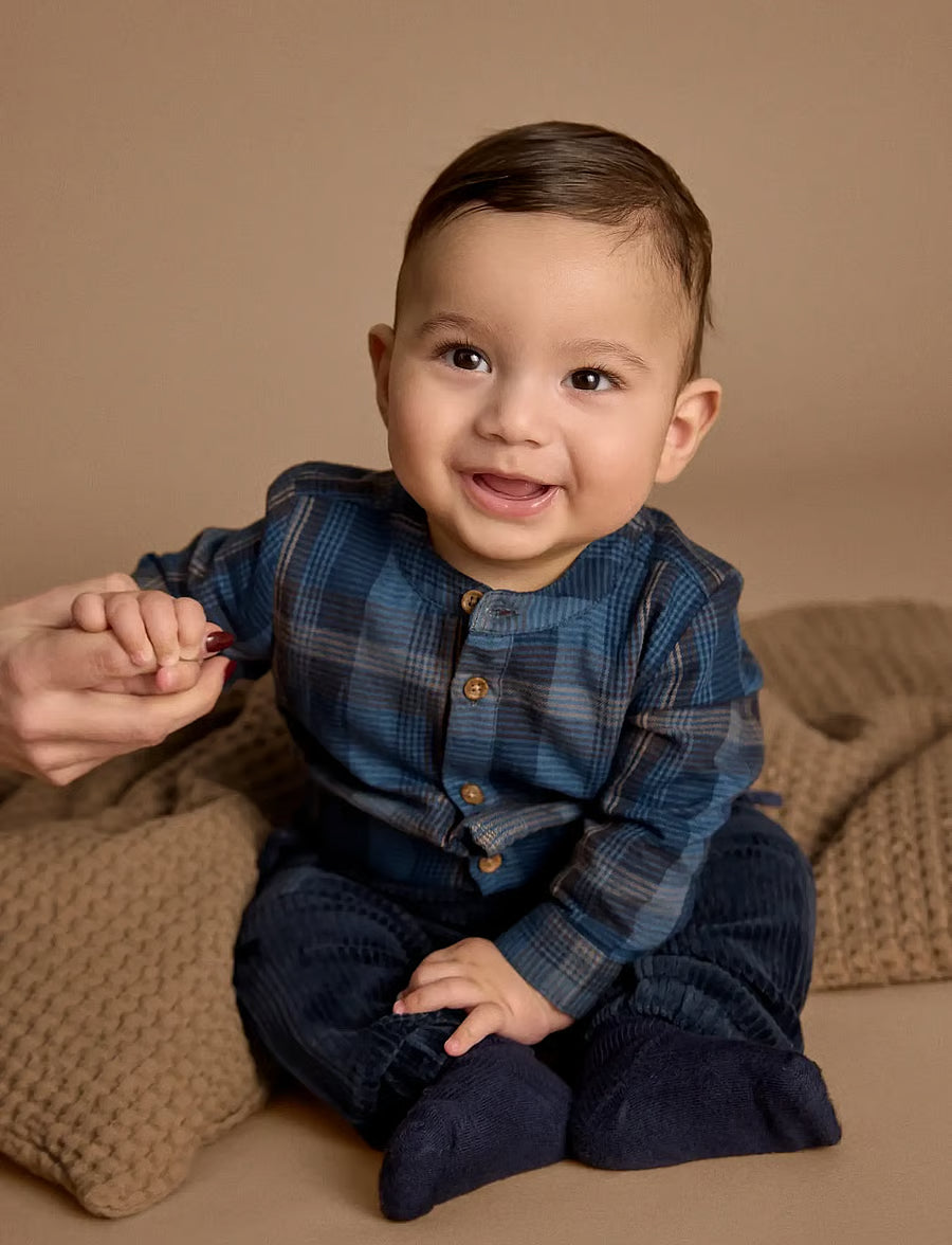 Midnight Navy Checkered Bodysuit