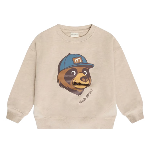 Beige Melange Snack Bear Sweater
