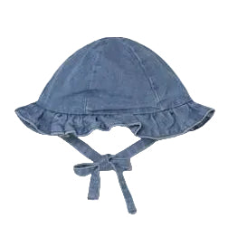 Denim Ruffled Sun Hat