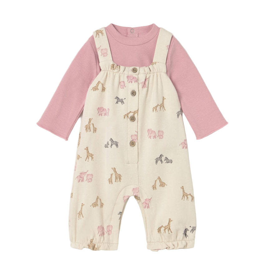 Pink Orchid Animals Dungaree Set