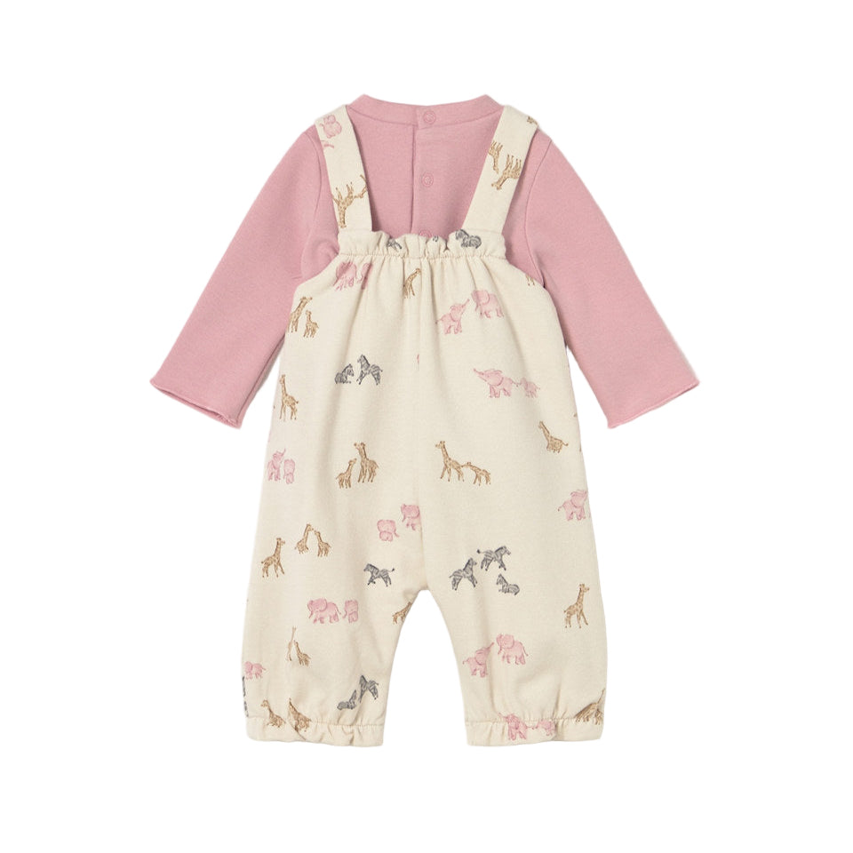 Pink Orchid Animals Dungaree Set