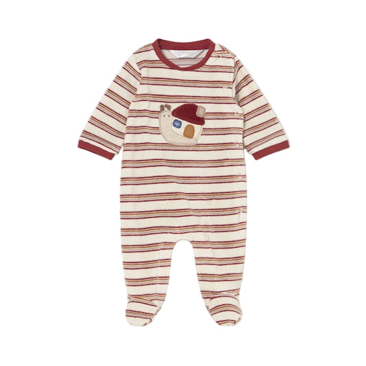 Cayena Striped Snail Velour Onesie