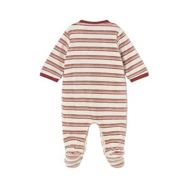 Cayena Striped Snail Velour Onesie