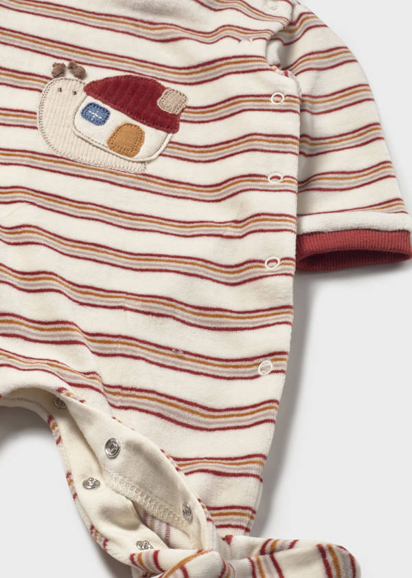 Cayena Striped Snail Velour Onesie