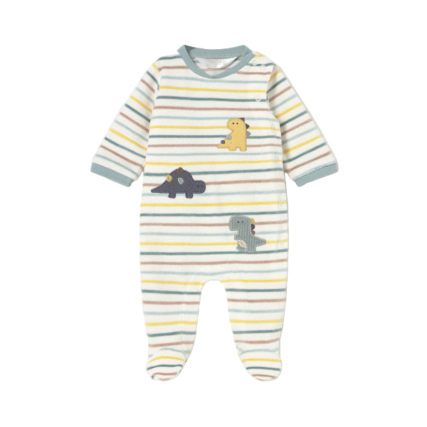 Ice Striped Dino Velour Onesie