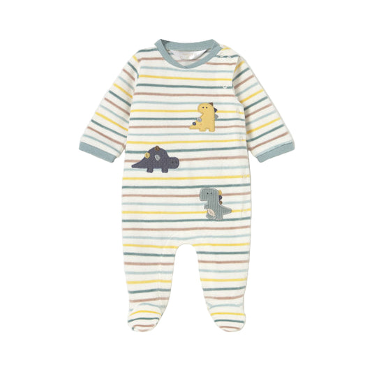 Ice Striped Dino Velour Onesie