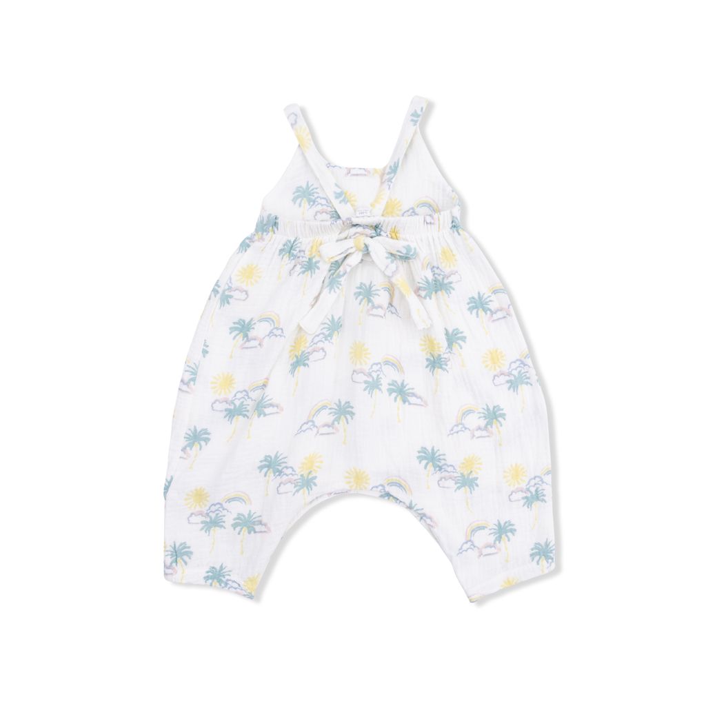 Palm Trees and Rainbows Tie Back Romper