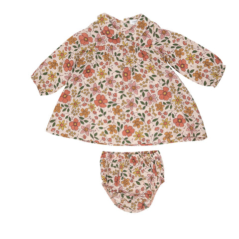 Poppies And Starflowers Peter Pan Collar Dress And Diaper Cover