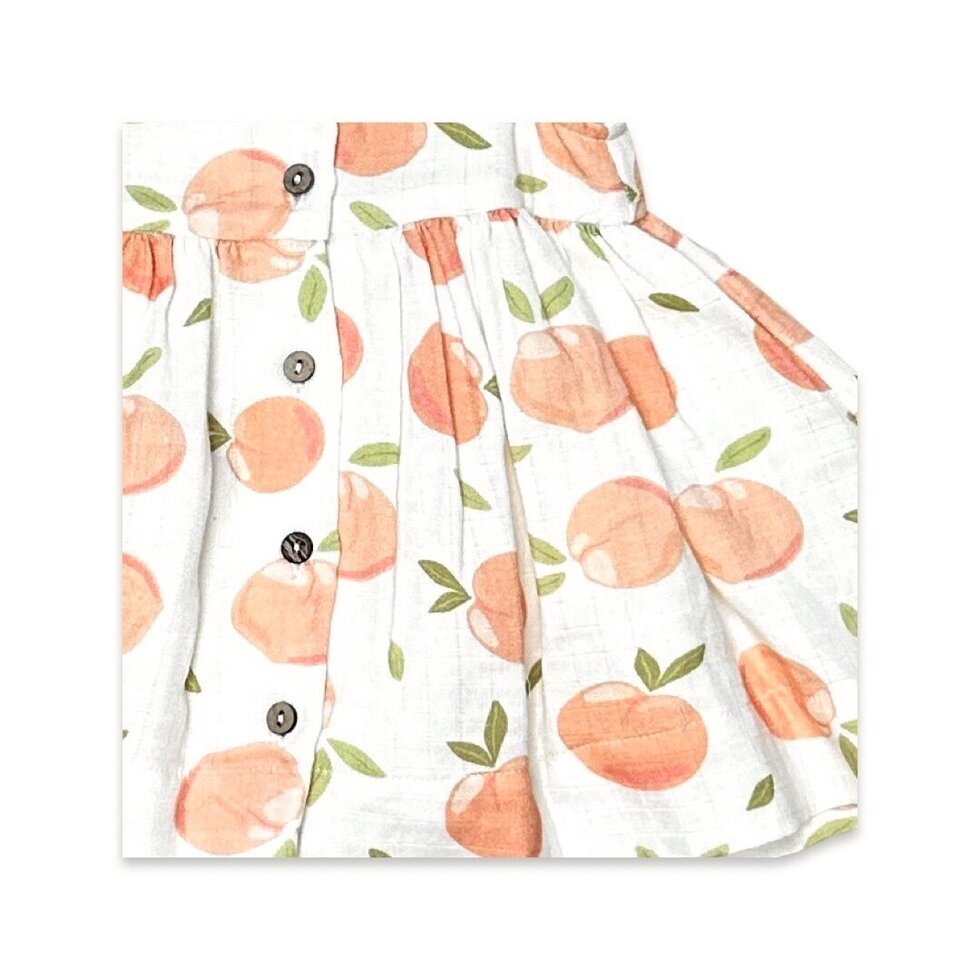 Peaches Peter Pan Baby Dress+Bloomer Set: Natural