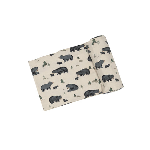 Black Bear Swaddle Blanket Black
