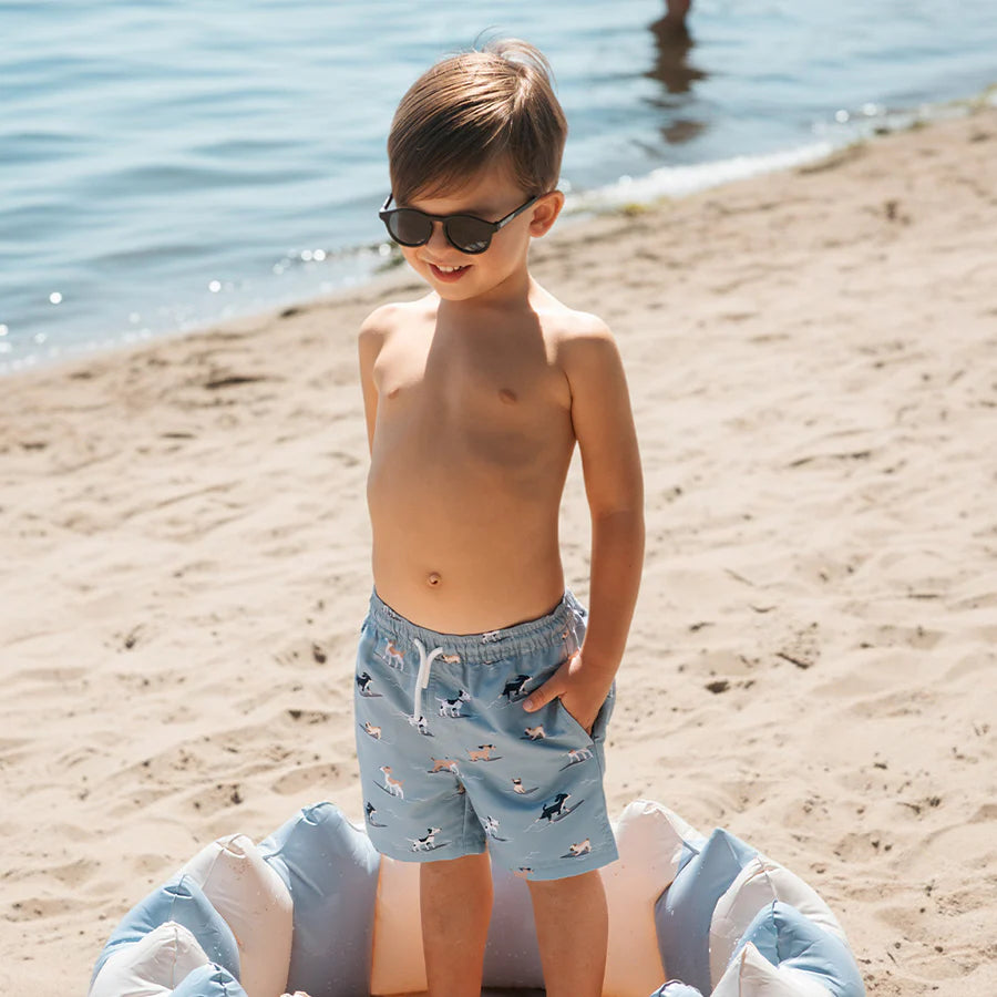 Surfing Pups Blue Swim Trunks