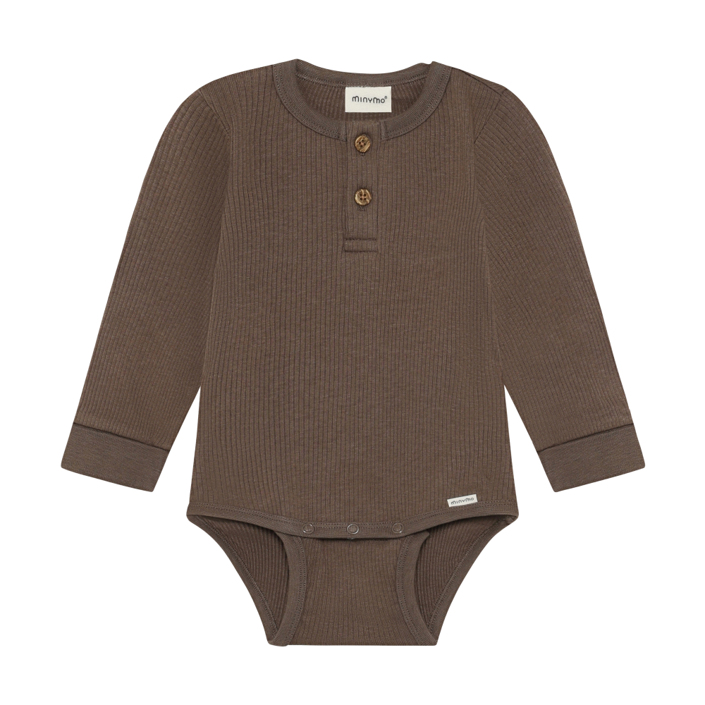 Chocolate Chip Rib Long Sleeve Onesie