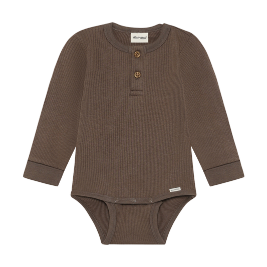 Chocolate Chip Rib Long Sleeve Onesie