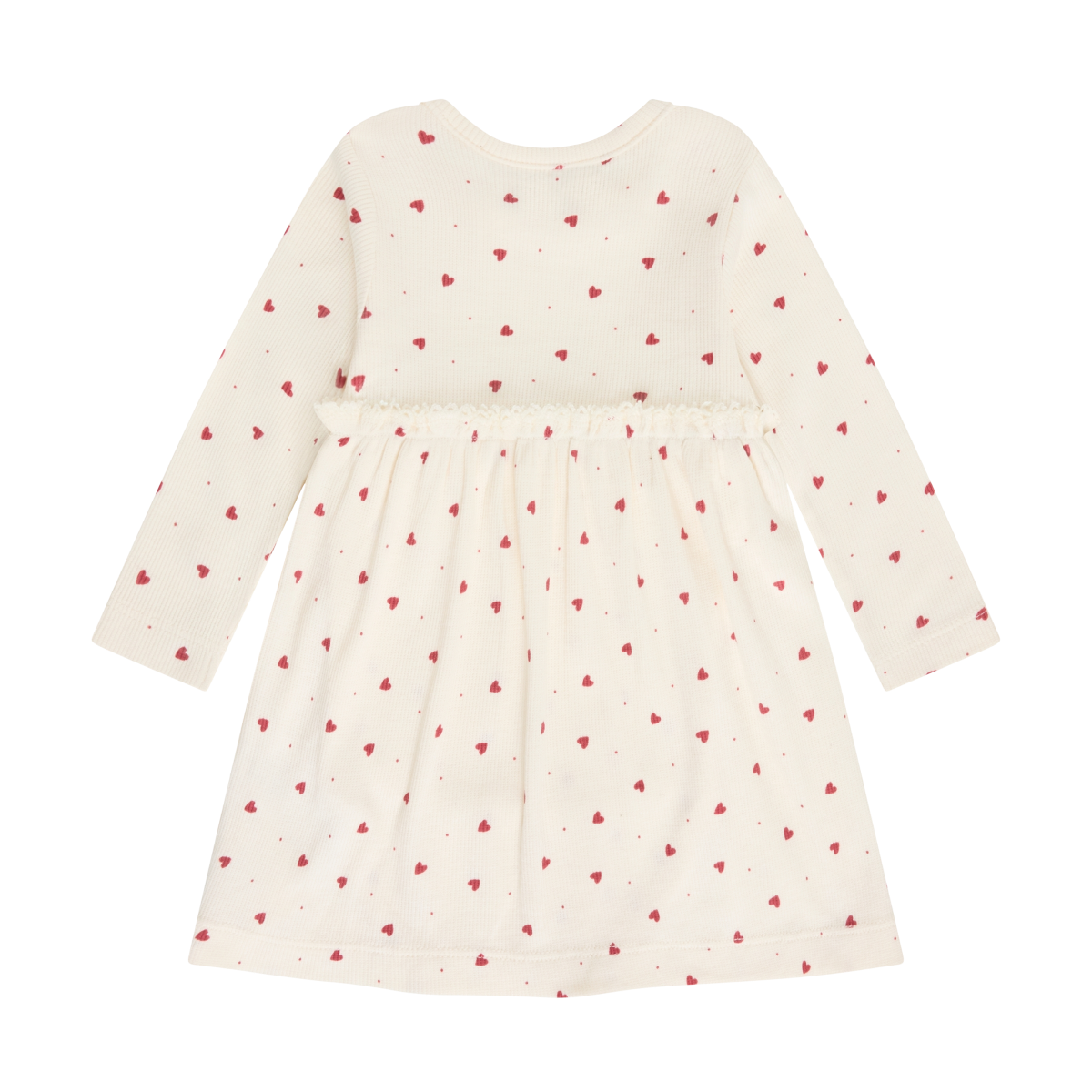 Eggnog Red Hearts Long Sleeve Rib Dress