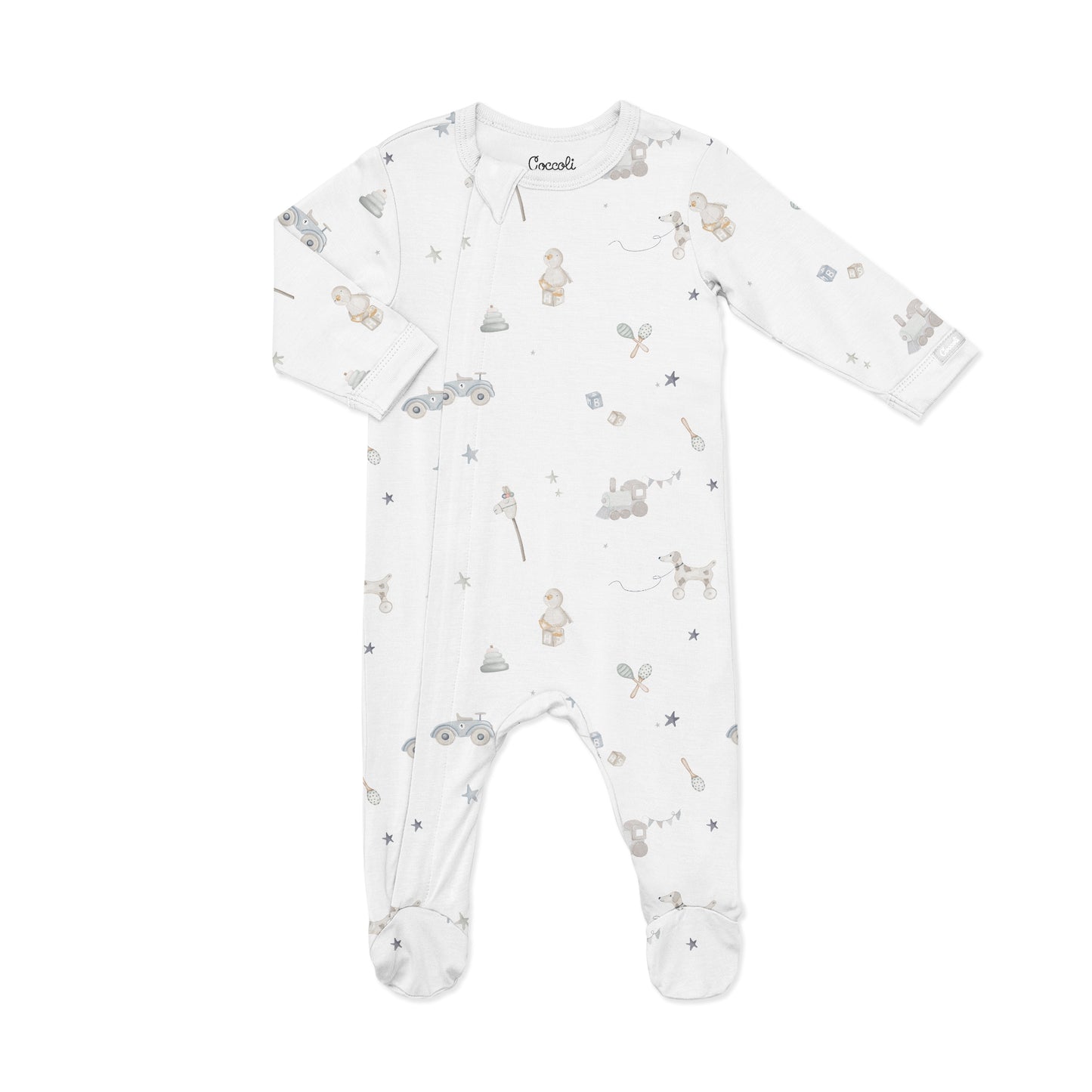 Toys on Cream Modal Zipper Footie