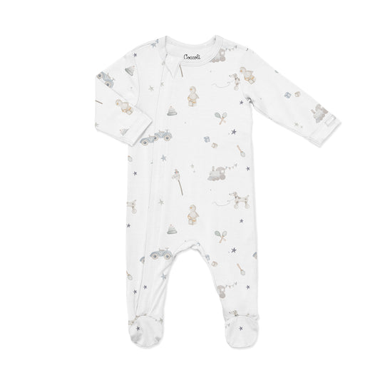 Toys on Cream Modal Zipper Footie