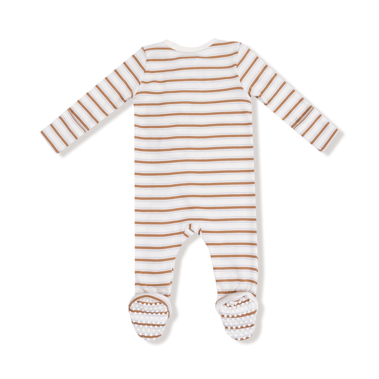 Brown Vintage Stripe 2 Way Zipper Footie