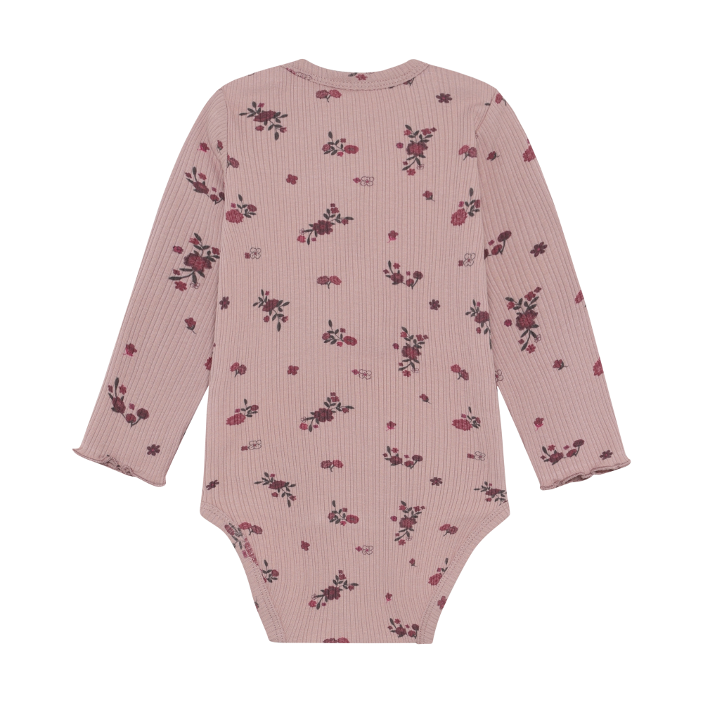 Fawn Floral Rib Long Sleeve Onesie