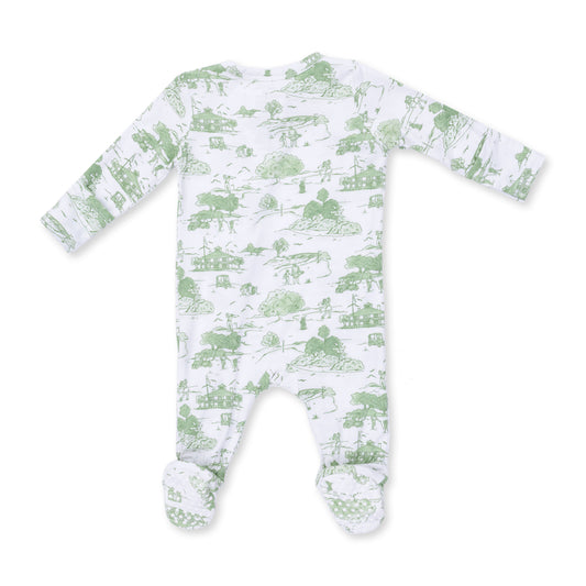 Golf Toile Green - 2 Way Zipper Footie