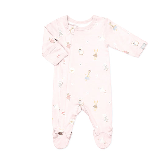Plush on Light Pink Modal Zipper Footie