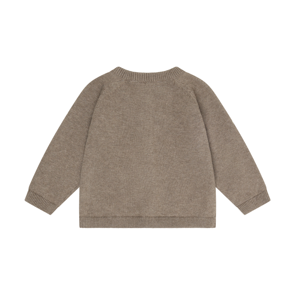 Dark Brown Melange Apple Knit Cardigan