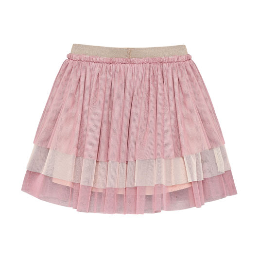 Pink Tint Mesh Skirt w/ Foil Accents