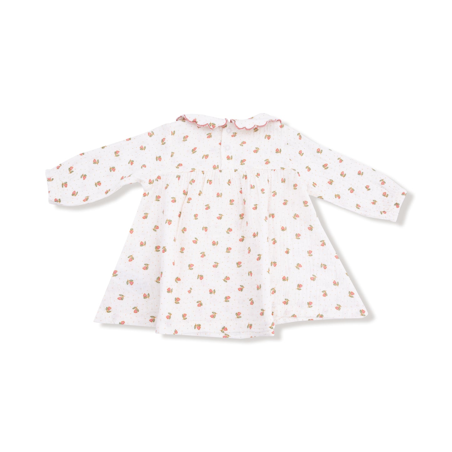 Petite Pointe Fleur L/S Petal Collar Dress + Diaper Cover