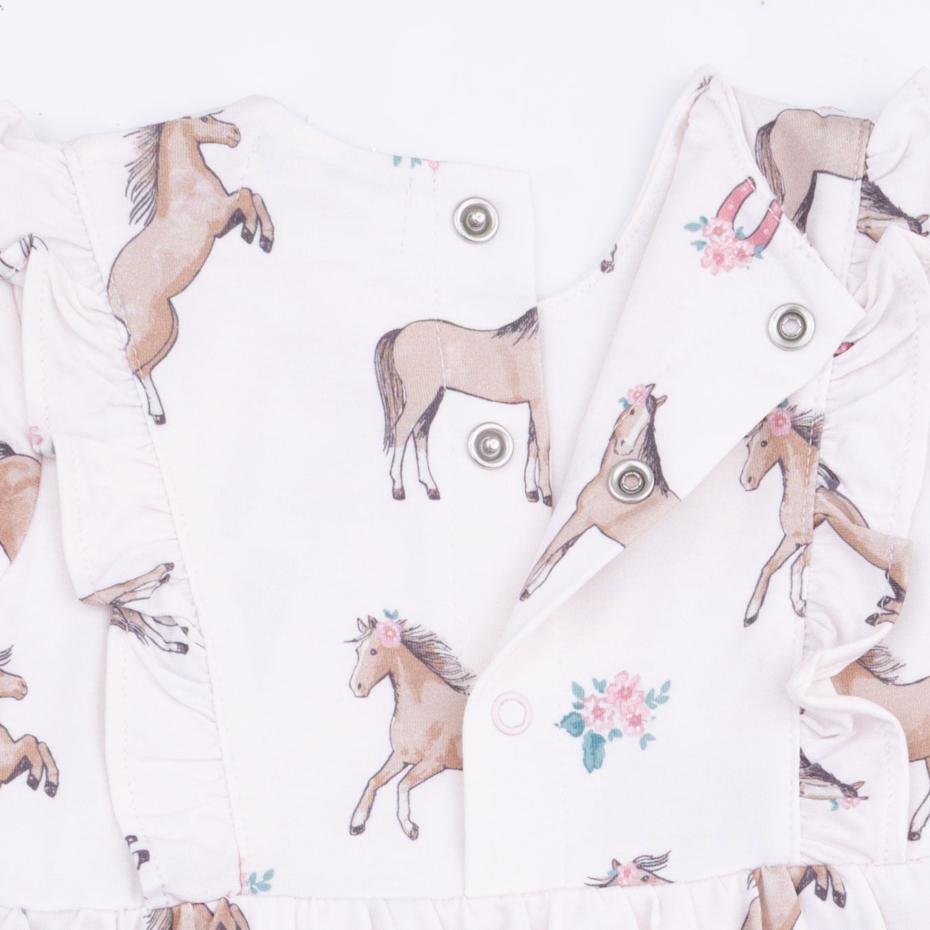 I Love Horses Long Sleeve Ruffle Bodysuit Dress