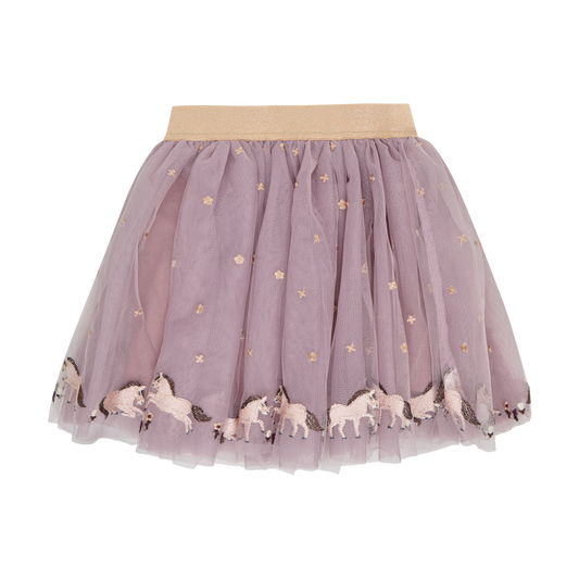 Fawn Mesh Skirt w/ Embroidered Horses