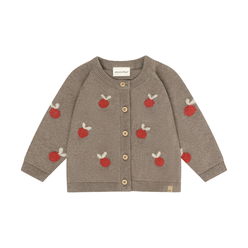 Dark Brown Melange Apple Knit Cardigan