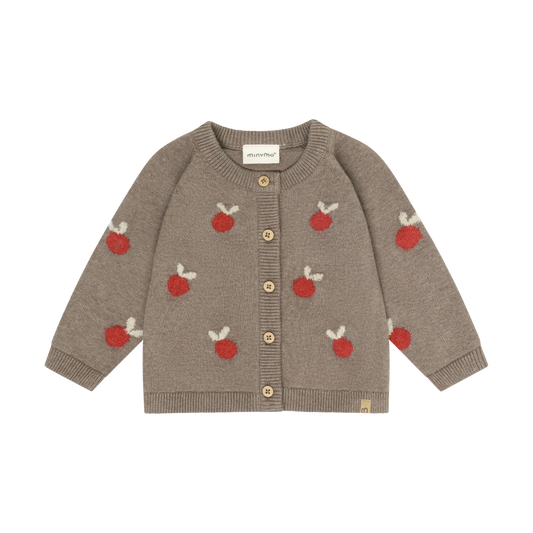 Dark Brown Melange Apple Knit Cardigan