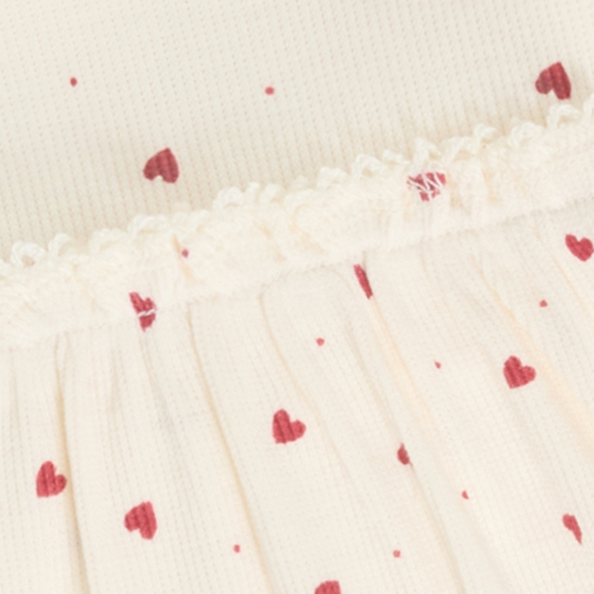Eggnog Red Hearts Long Sleeve Rib Dress