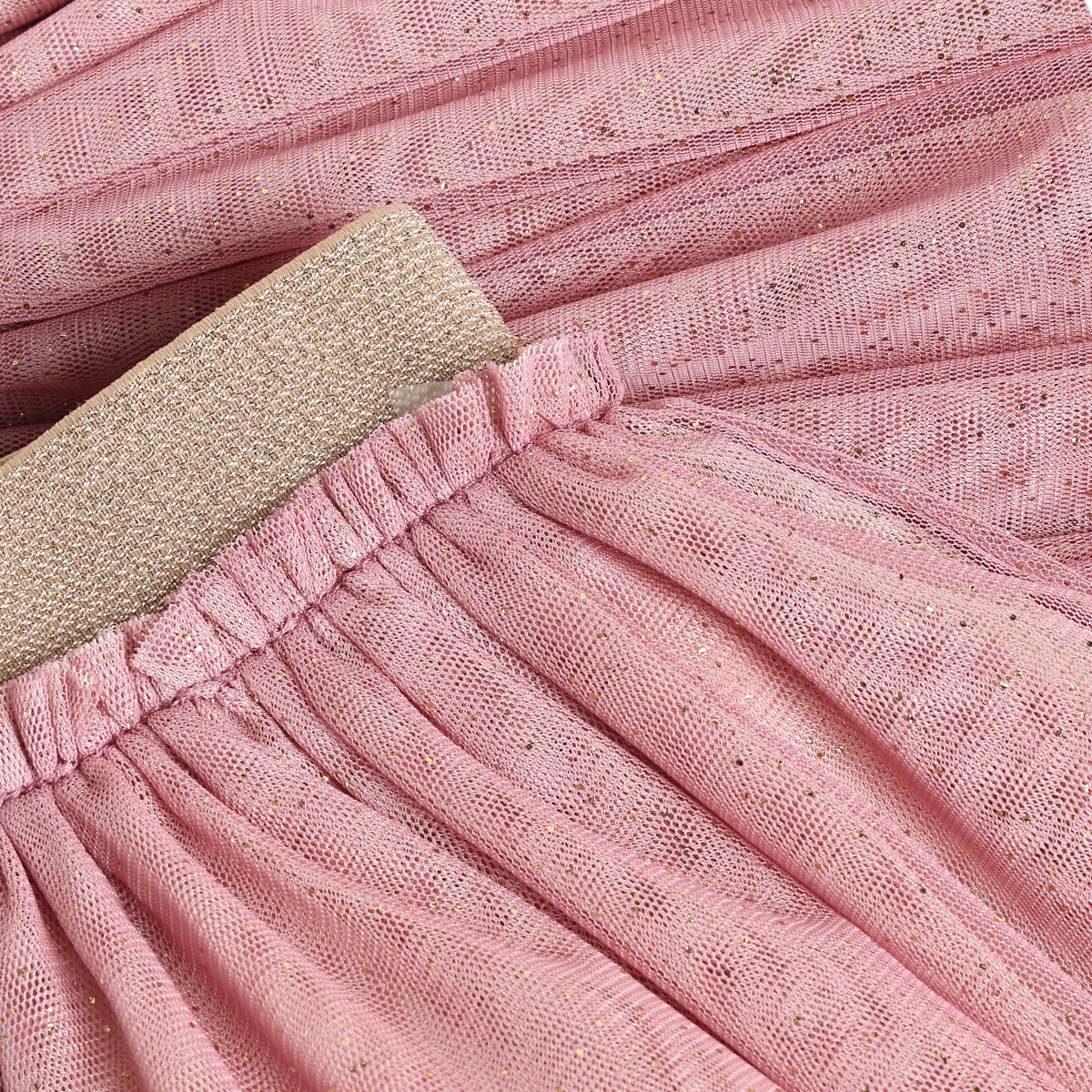 Pink Tint Mesh Skirt w/ Foil Accents