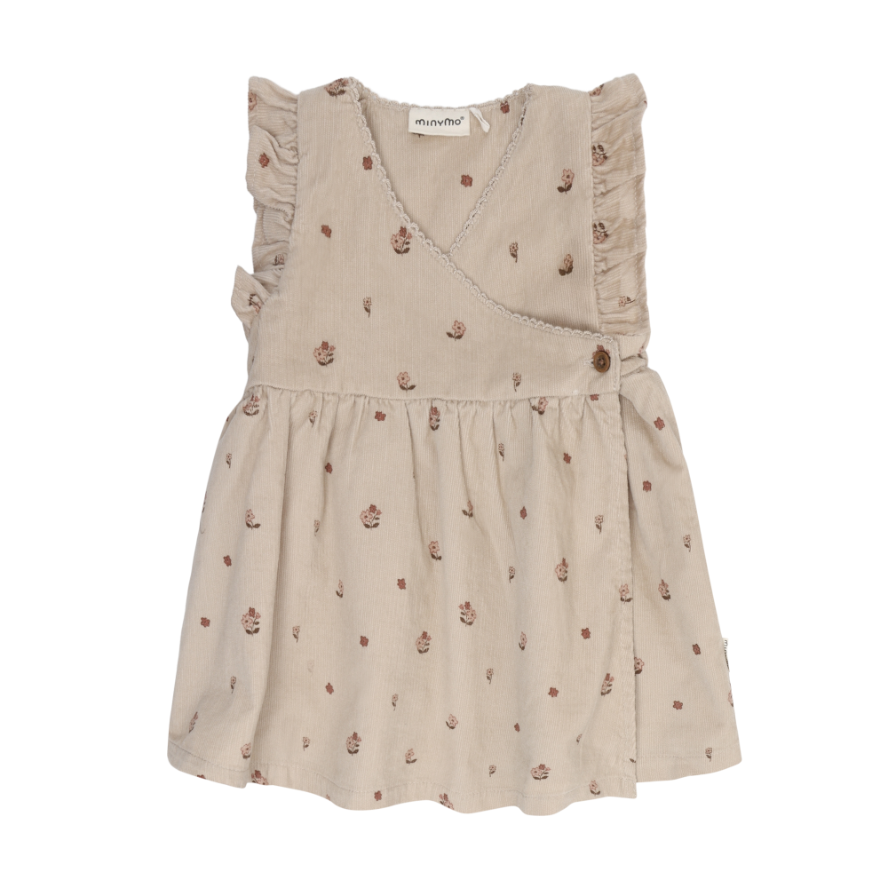 Feather Gray Floral Corduroy Wrap Dress