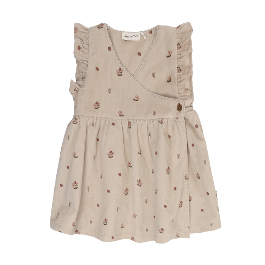 Feather Gray Floral Corduroy Wrap Dress