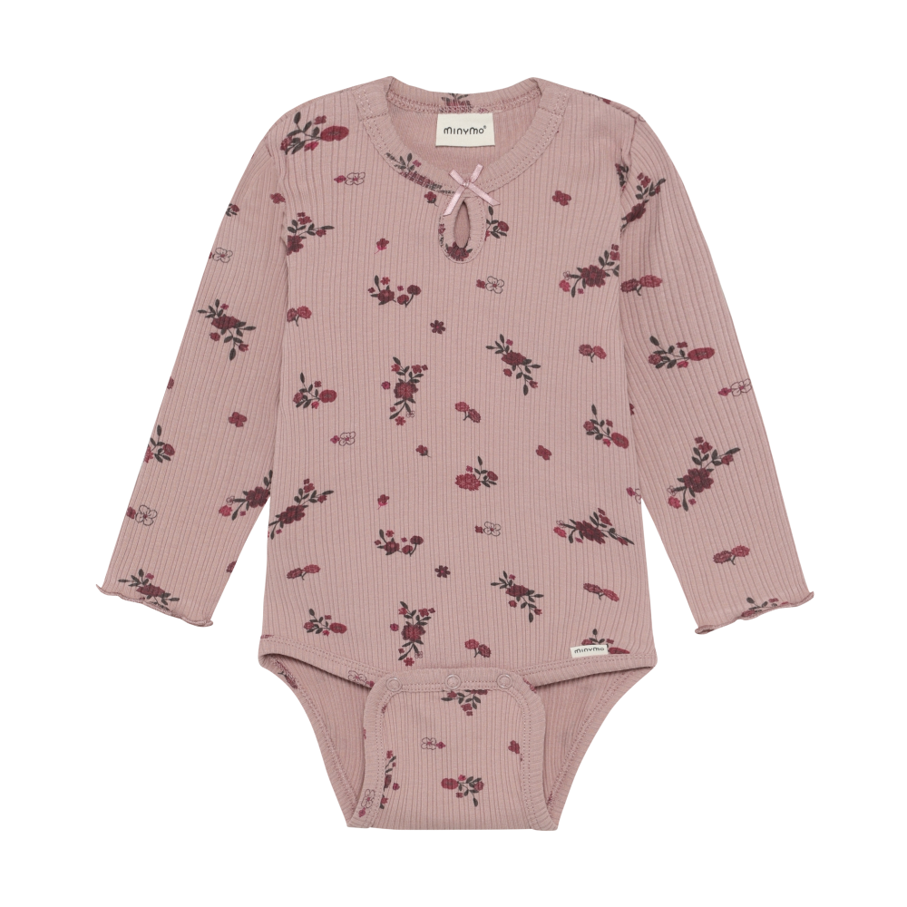 Fawn Floral Rib Long Sleeve Onesie