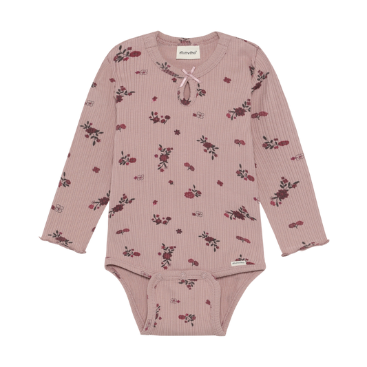 Fawn Floral Rib Long Sleeve Onesie
