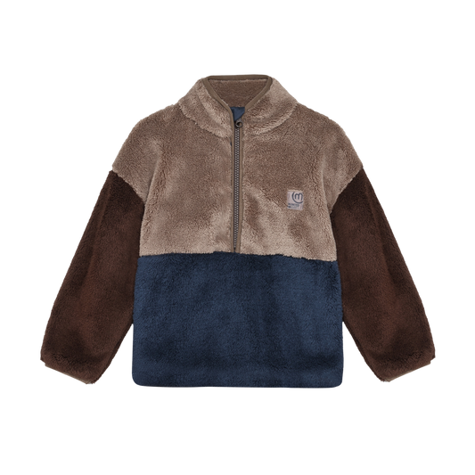 Midnight Navy Colorblock Teddy Jacket